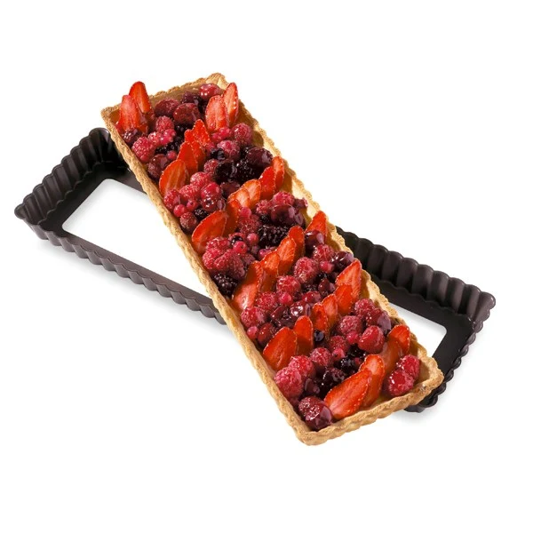 Moule à tarte amovible rectangle acier revêtu antiadhérent bords cannelés 36 cm Mathon