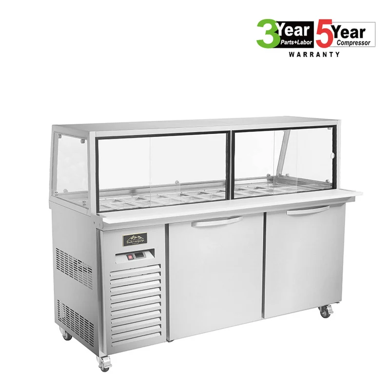 Sub-equip, CUSC-72G, 72"Prep Table Refrigerator with Sneeze Glass-2 doors