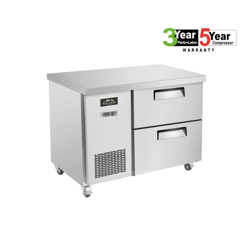 Sub-equip CUSC-48-2D, 48" Stainless Steel Undercounter Refrigerator/Cooler with side Mounted Compressor and 2 drawers
