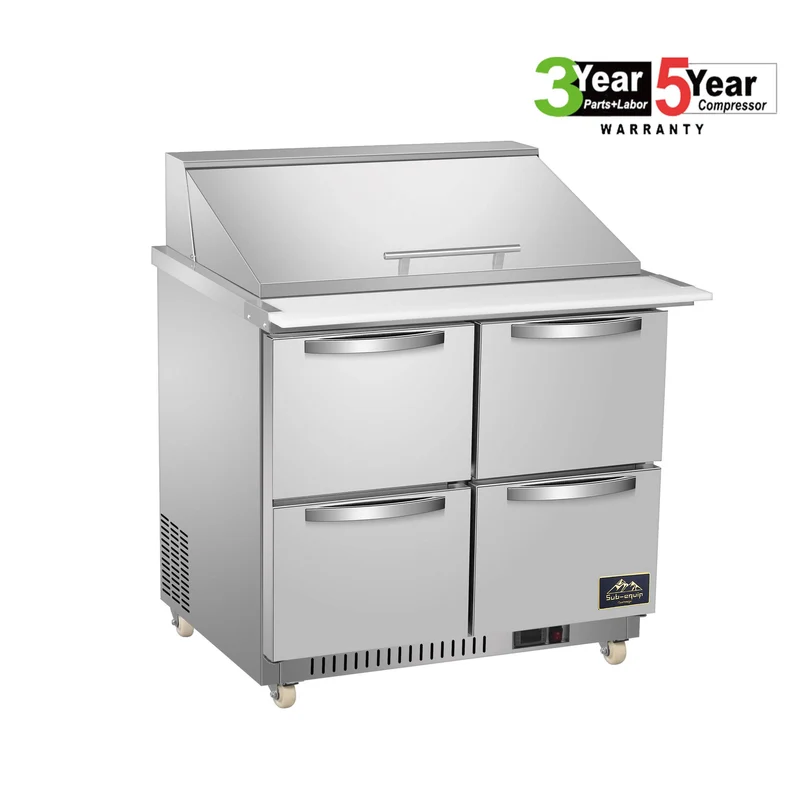 Sub-equip, 36" Mega Top Cooler Salad and Sandwich Prep Table With 4 Drawers