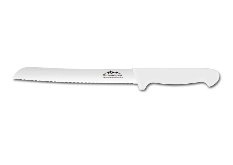 Sub-Equip,KWP-12W, 12" Wavy Edge Bread Knife with White Handle