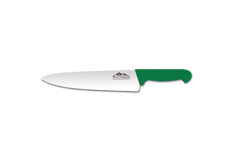 Sub-Equip,KFC-101G, 10" High Carbon German Steel X50CrMoV15 Alloy Cooks Knife with Green Handle