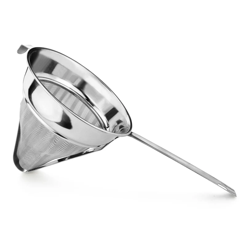 CHEFCO,CCF-8R, 8" Dia Flat Handle Stainless Steel Bouillon Strainer with Pan Hook and Reinforced Bar