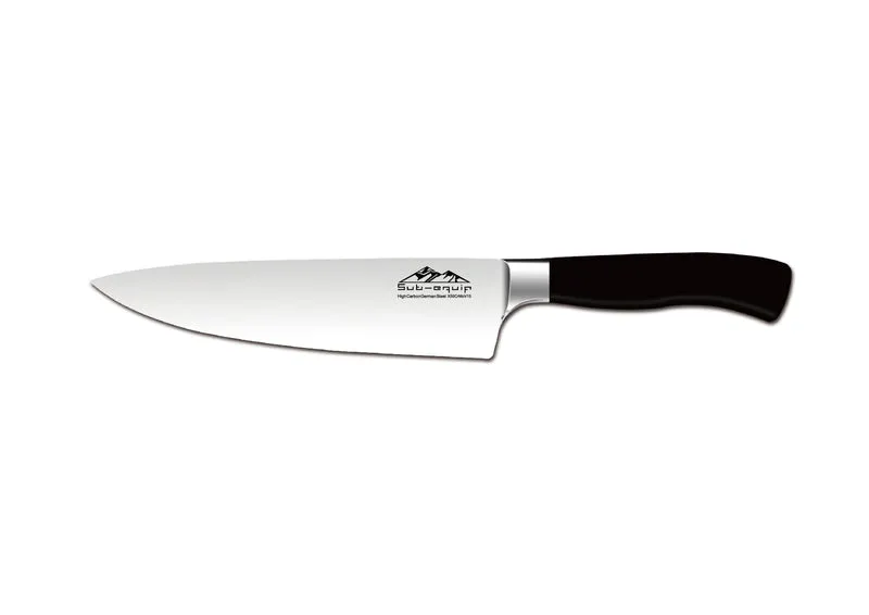 Sub-Equip,KFC-80, High Carbon German Steel X50CrMoV15 Alloy 8" Forged Cooks Knife with Black Handle