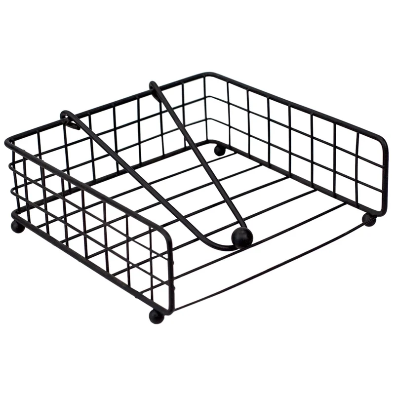 Home Basics Grid Collection Napkin Holder with Weighted Pivoting Arm, Black