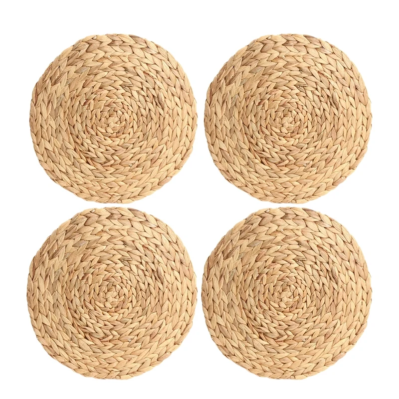 MadeTerra Rustic Placemats. Natural Water Hyacinth Decorative Charger, Set of 4 - 11.8"
