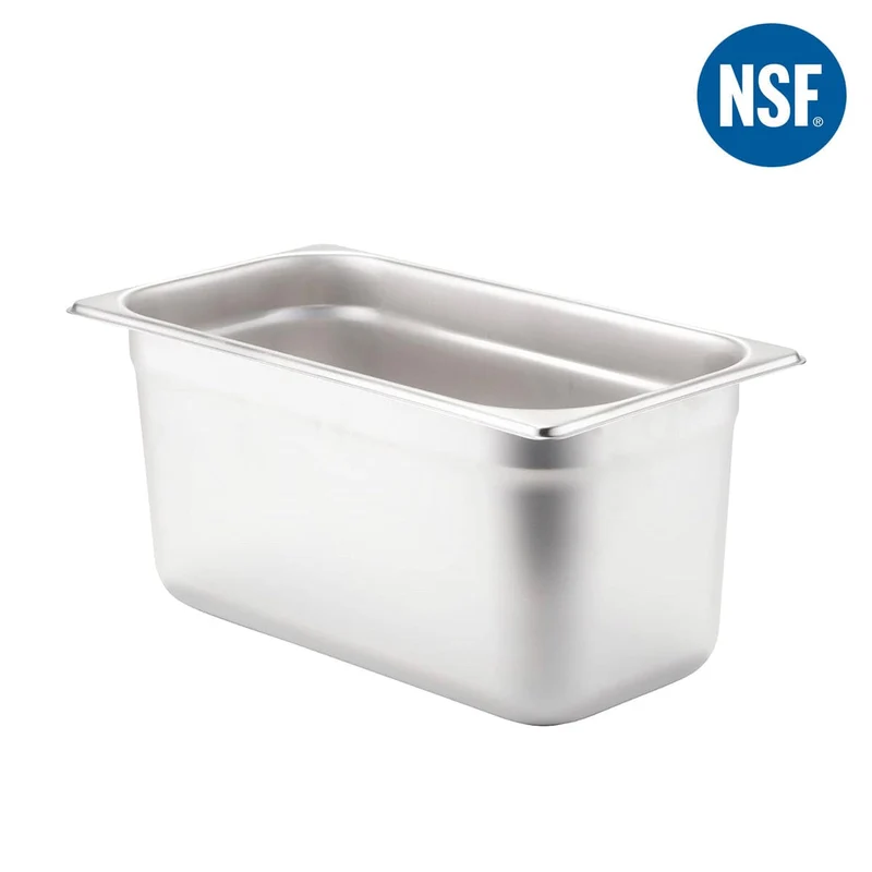 1/3 Size 6" Deep 24 Gauge Anti-Jam 304 Stainless Steel Steam Table Pan