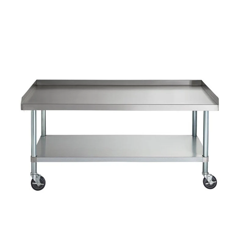 Chefco, ES-3048-418W, 30" x 48" 18-Gauge 304 Stainless Steel Equipment Stand with Galvanized Legs, Undershelf, and Casters