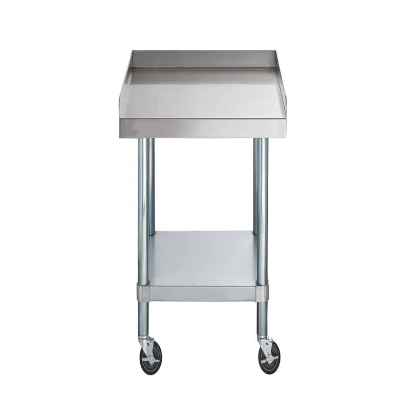 Chefco, ES-3015-418W, 30" x 15" 18-Gauge 304 Stainless Steel Equipment Stand with Galvanized Legs, Undershelf, and Casters
