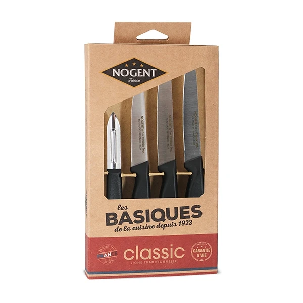 Coffret 4 couteaux Kraft classic pro noir Nogent