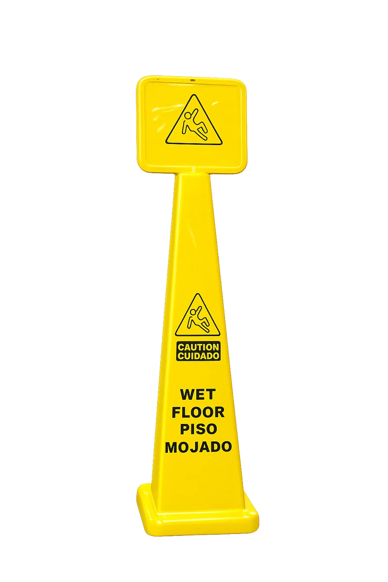 Sub-equip,FS-45C, Square Caution Cone Wet Caution Floor Sign(12.5"L x 12.5"W x 45.75"H)