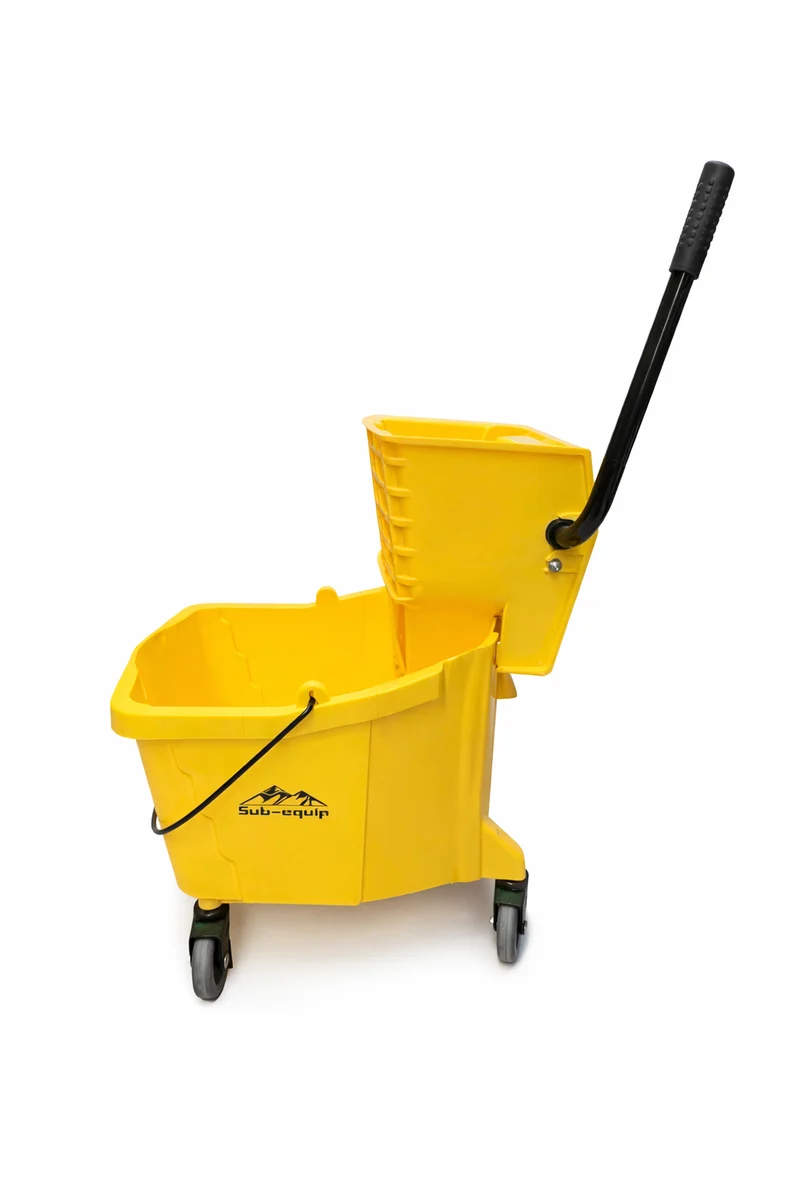 Sub-equip,SE-MP32, Mop Bucket with Side Press Wringer, 32 qt, yellow