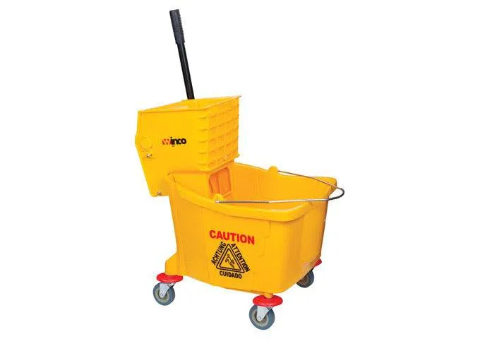 Mop Bucket w/side press wringer, 36 qt, yellow (MPB-36)