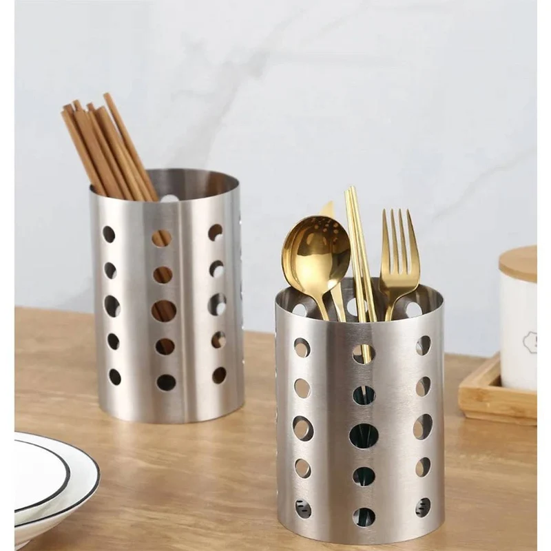 S/S Chopstick Holder, Flatware Cylinder-(HOLD-04)