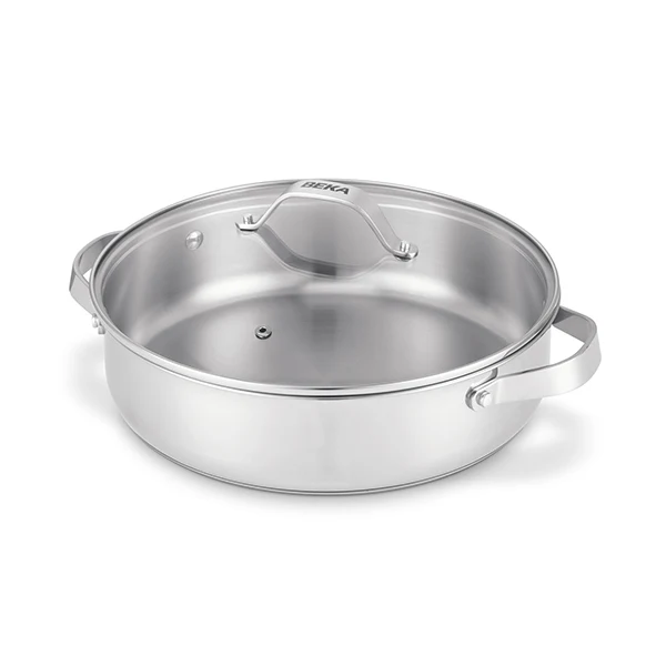 Sauteuse tout inox Cicla 28 cm et couvercle en verre Beka