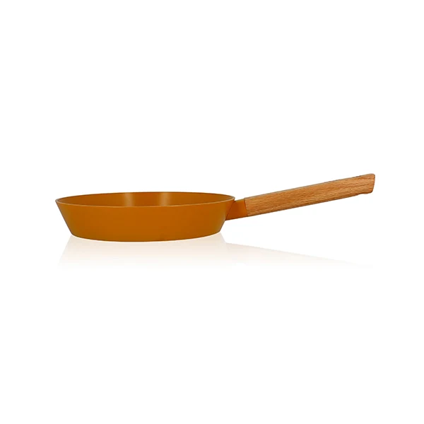 Poêle Ector induction aluminium revêtu manche en bois 24 cm jaune Ogo