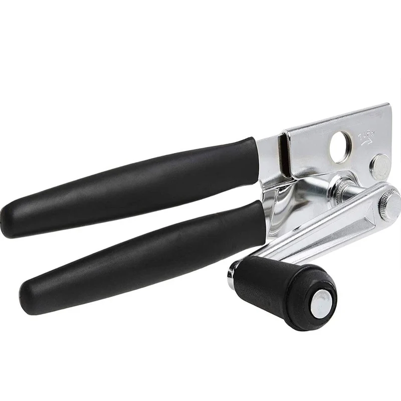Sub-equip, Twist & Out Can Opener. 8 3/4"L With Large Crank Handle, Black Coated Handle (CO-802)