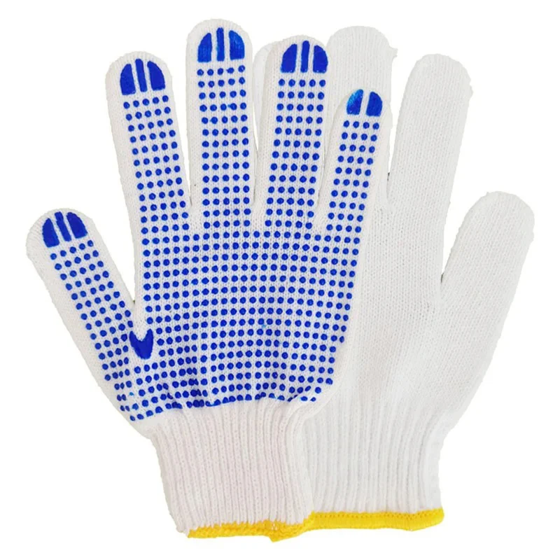 Chefco, White Cotton Gloves with PVC Dots,Medium, 12 Pairs/Pack (WCGD-600)