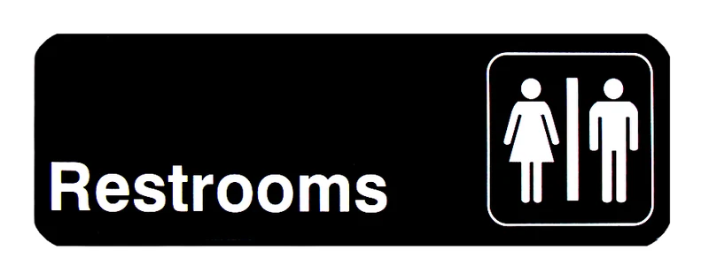 CHEFCO,SGN-397, Information Signs, " Restrooms" Sign,Black,9"W x 3"H