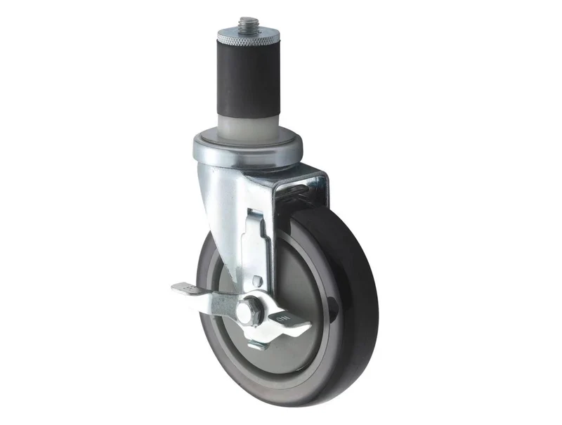CT-1B - Workable Stem Caster Set with Brake, 5" Wheels