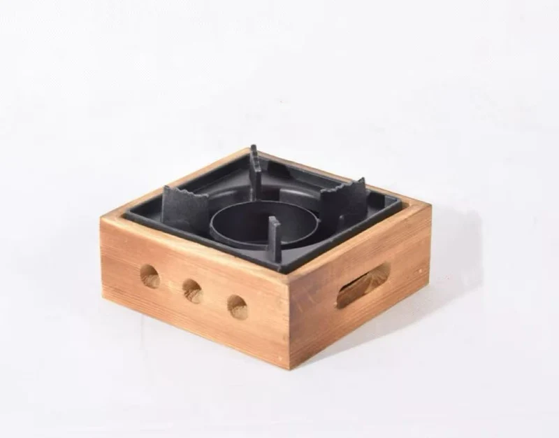 Sub-Equip, ISW-6, Portable Square Alcohol Stove with Wooden Base