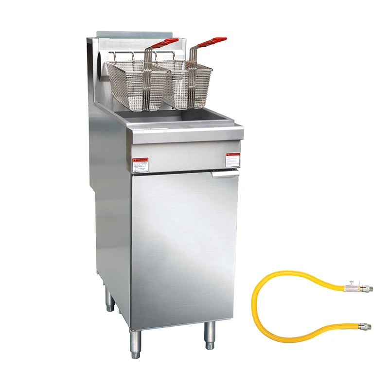 Turbo Range Natural Gas Deep Fryer with 36" gas connector hose, 35-40lb Oil Capacity - 90,000 BTU (TR-F3-NG)