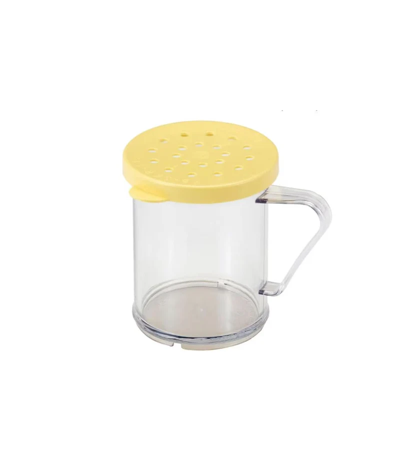 JW-SK280C,10 oz Shaker Dredge,Yellow Lid,W/Cheese Lid,PE+PC