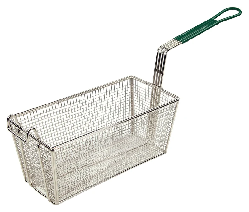 Sub-equip,SE-FB-30S, Stainless Steel Fry Basket with 10"Green Handle (13-1/4"L x 6-1/2"W x 5-7/8"H)