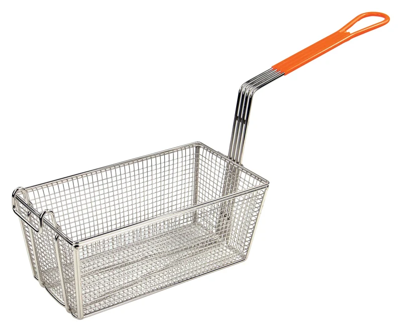 Sub-equip,SE-FB-10S, Stainless Steel Fry Basket with 10" Orange Handle (12-1/8"L x 6-1/2"W x 5-3/8"H)