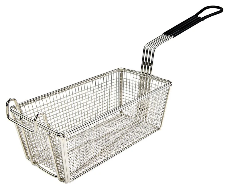 Sub-equip,SE-FB-05S, Stainless Steel Fry Basket with Black Handle (11"L x 5-3/8"W x 4-1/8"H)