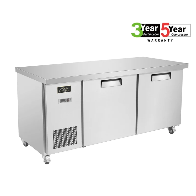 Sub-equip CUSC-72F, 72" Stainless Steel Undercounter Freezer with side Mounted Compressor