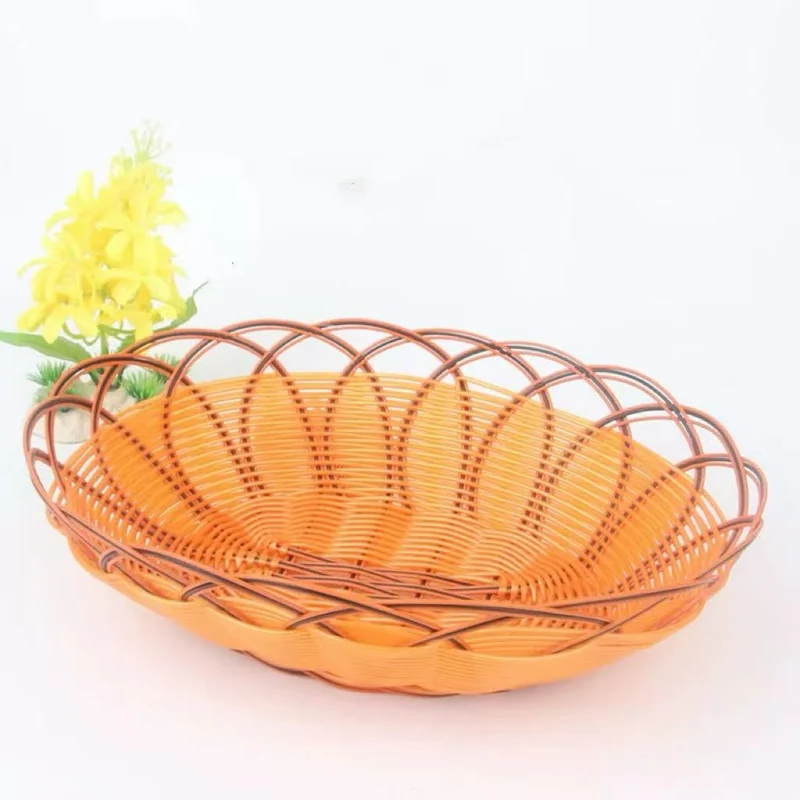 CHEFCO,OWB-22178, Oval Orange-Rim Woven Serving Basket(L 22.5cm/8.9" x W 17cm/6.7" x H 7cm/2.8")
