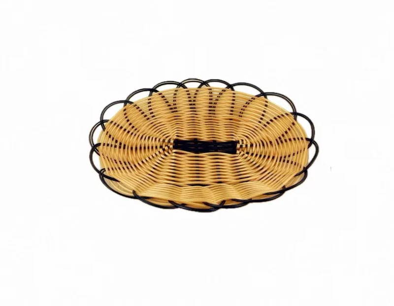 CHEFCO,OWB-21166,Oval Black-Rim Woven Serving Basket(L 21cm/8.3"x W 16cm/6.3" x H 3cm/1.2")
