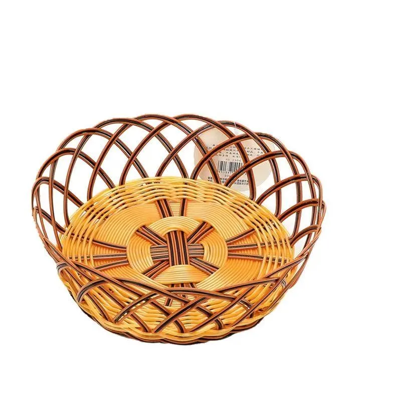 CHEFCO,RWB-146,Round Black & Yellow-Rim Woven Serving Basket(Dia 14cm/5.5" x H 6.5cm/2.6")