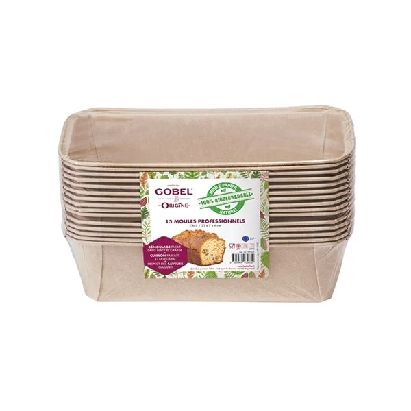 Pack de 15 moules à cake en papier 23,3 cm x 11 cm Gobel