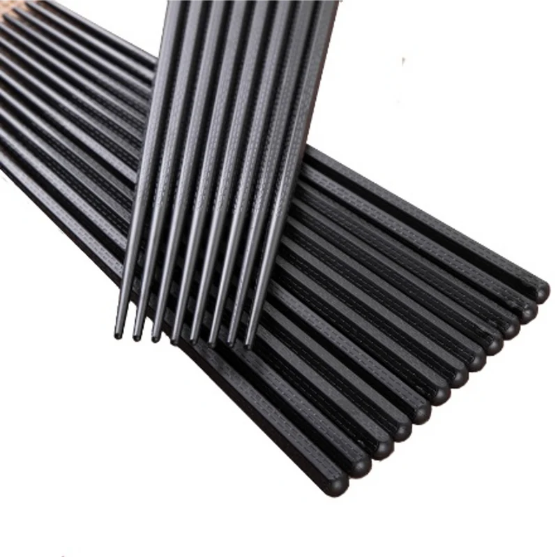Chefco, CS-BA8, Black Tapered Alloy Chopsticks, 10 Pairs (8.5")