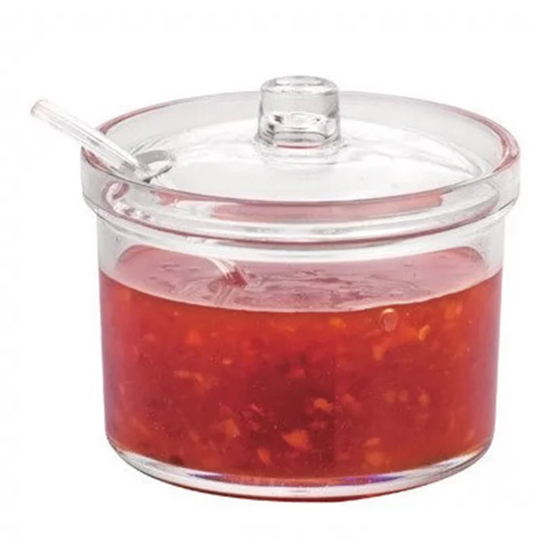 CHEFCO,JB-8210,Clear Polycarbonate Condiment Jar with Lid, 12 oz