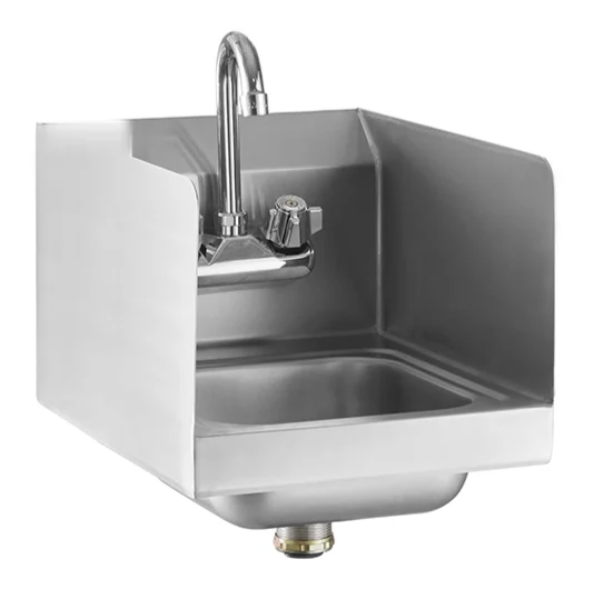 Chefco, HS-12-SP-320, 20-Gauge 304 stainless steel Wall Mounted Hand Sink with Gooseneck Faucet and Side Splash (12"W x 16"D x 13"H)