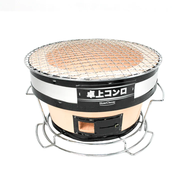 珪藻土七輪 丸型ワイド 台座付き 27cm HC-08