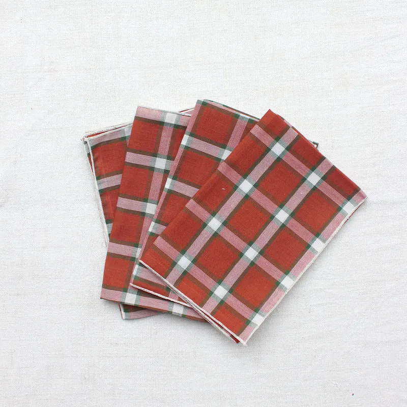 4 serviettes tartan brique