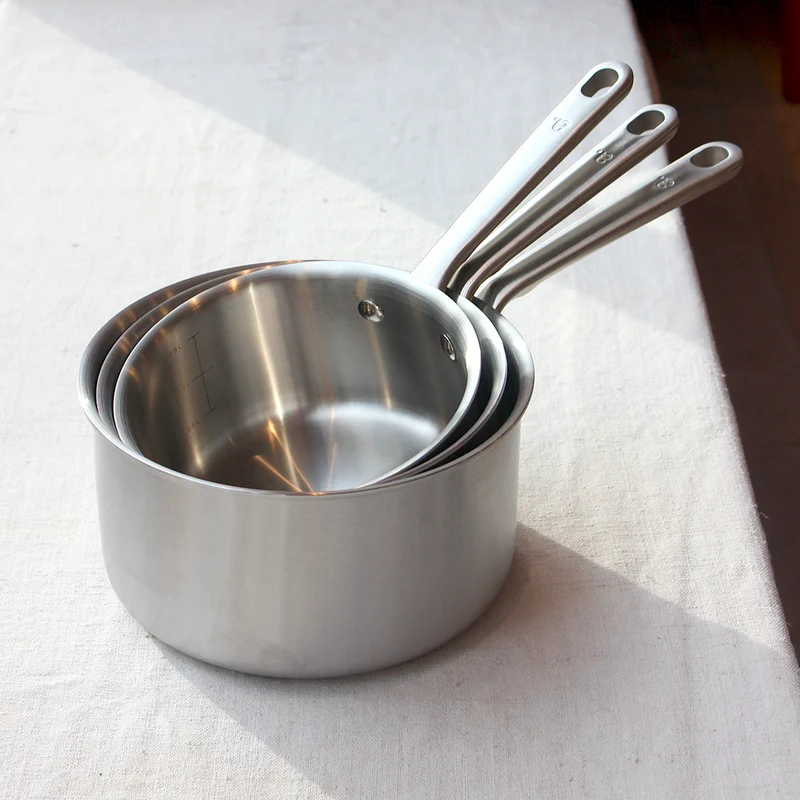 Trio de casseroles en inox 18/10 manche fixe