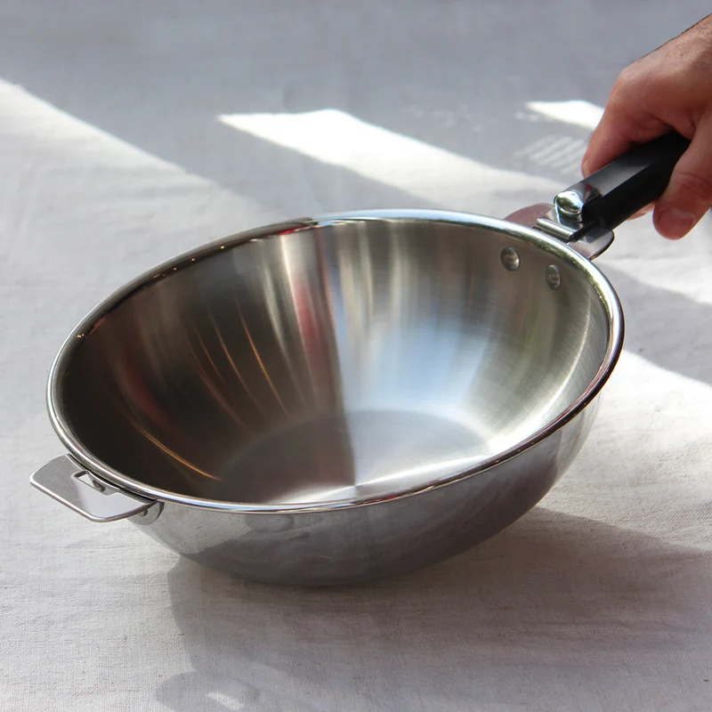Wok en inox 18/10 avec manche amovible