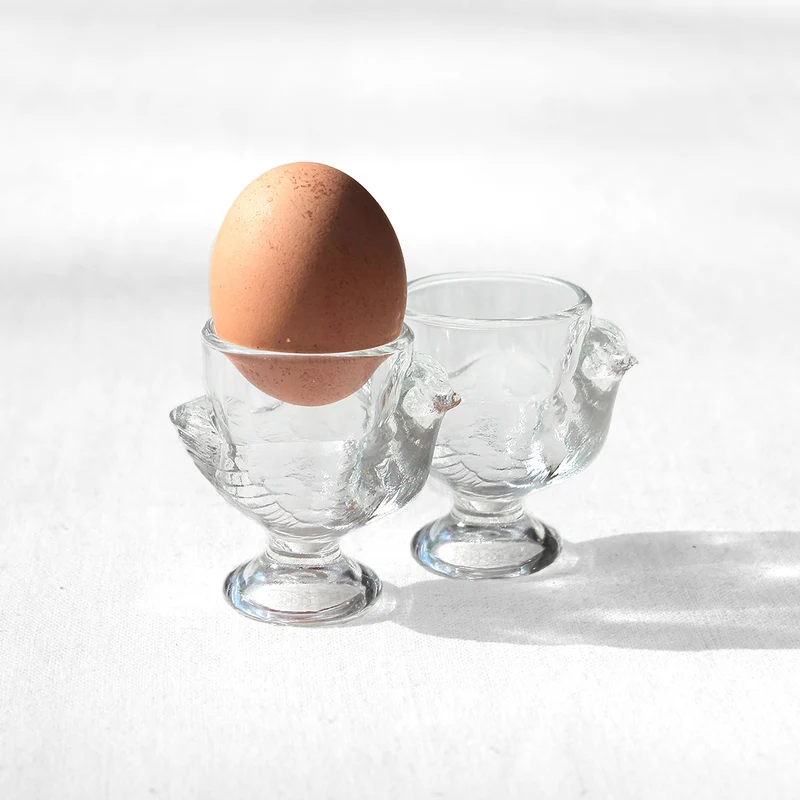 Coquetiers poule en verre