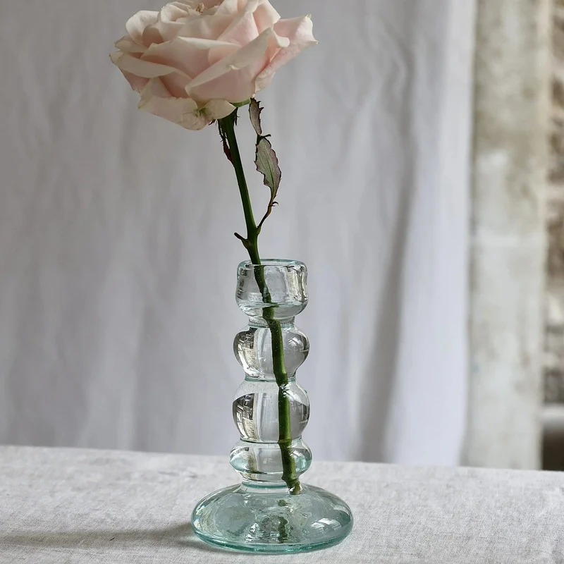 Bougeoir en verre à bulles