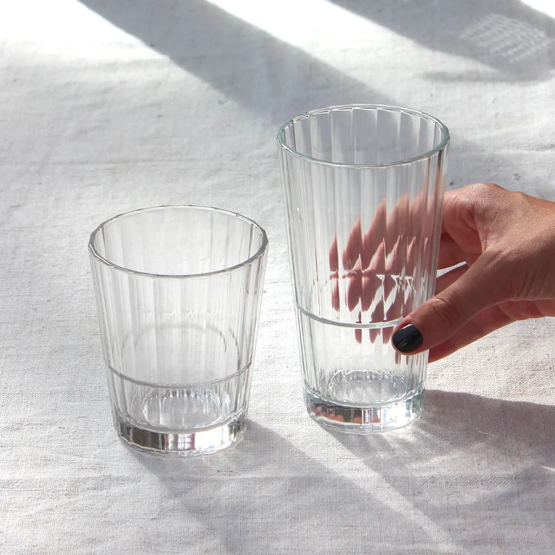 6 verres à eau striés