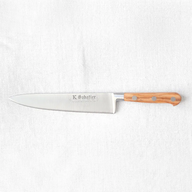 Couteau de chef éminceur manche en bois d’olivier