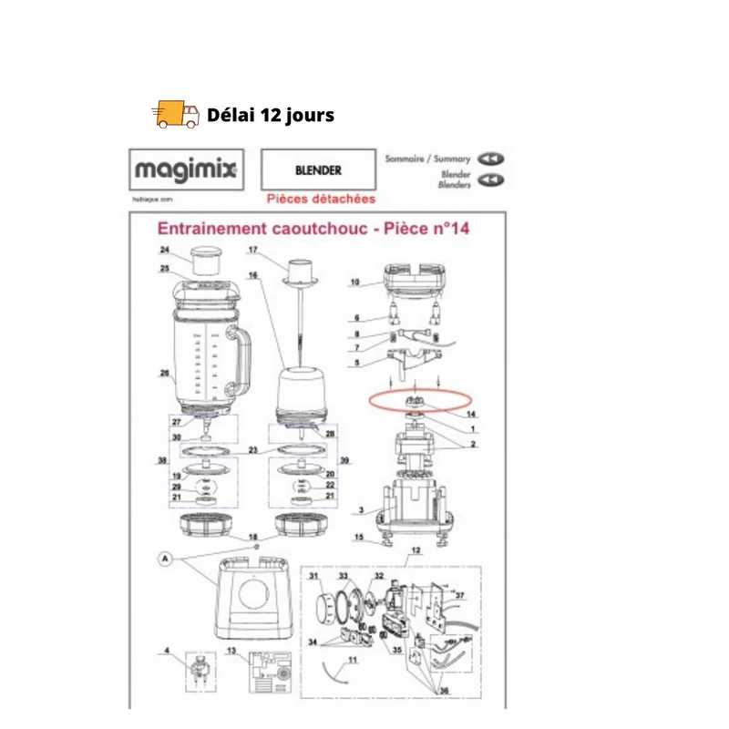 Entrainement caoutchouc pour blender Magimix