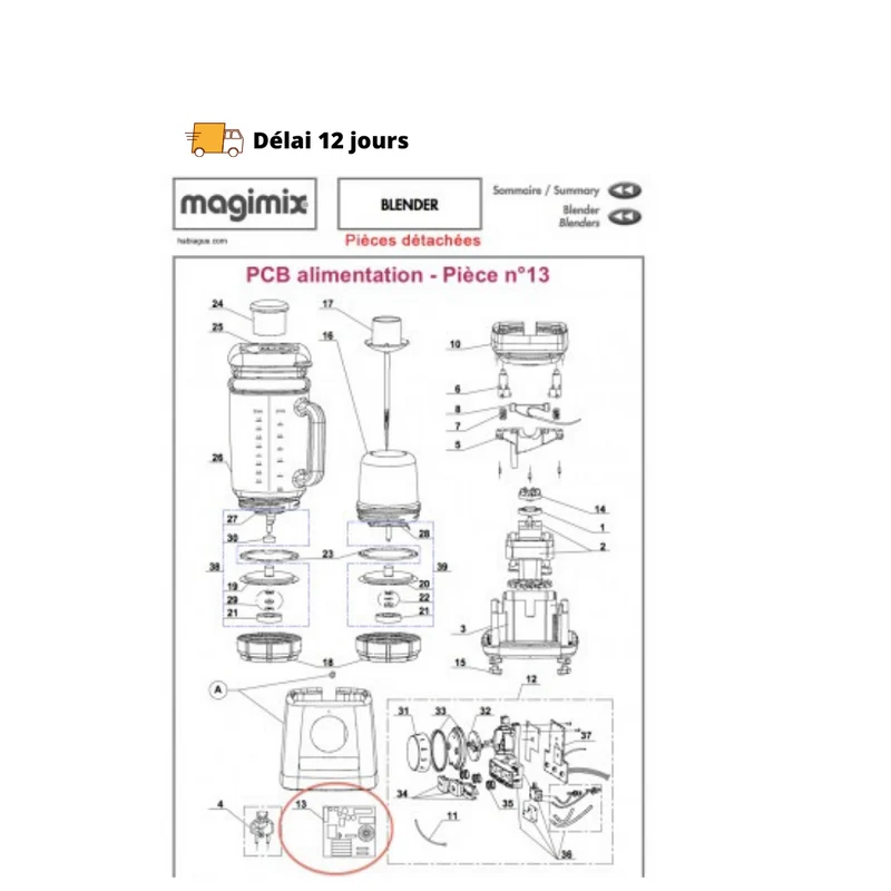 PCB alimentation pour blender Magimix
