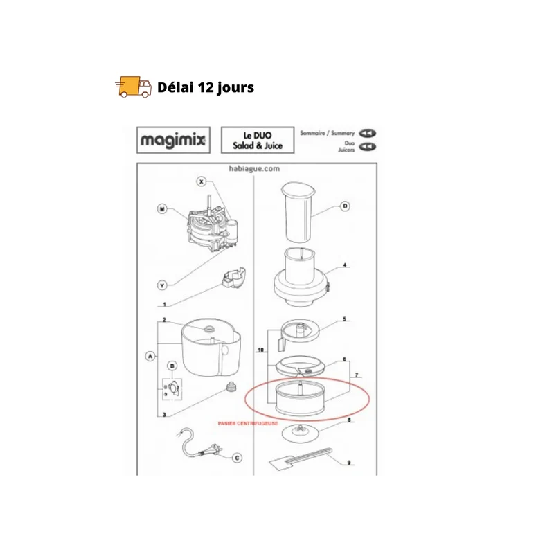 Panier centrifugeuse Duo salad&juice Magimix
