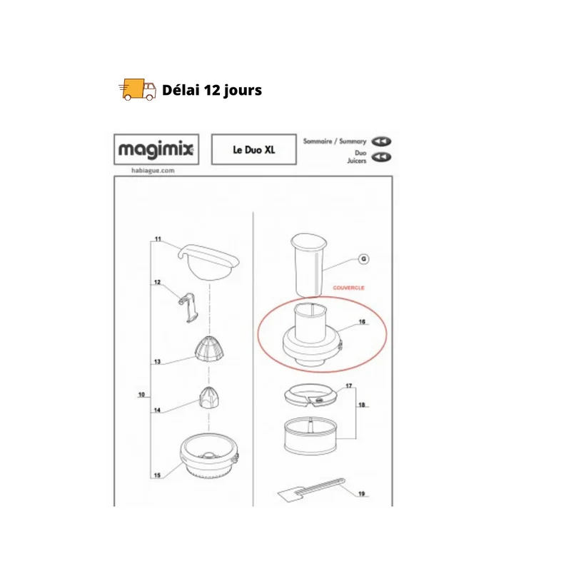 Couvercle pour Duo XL Magimix
